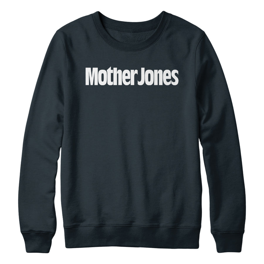 Mother Jones Logo (White) Crewneck - Navy