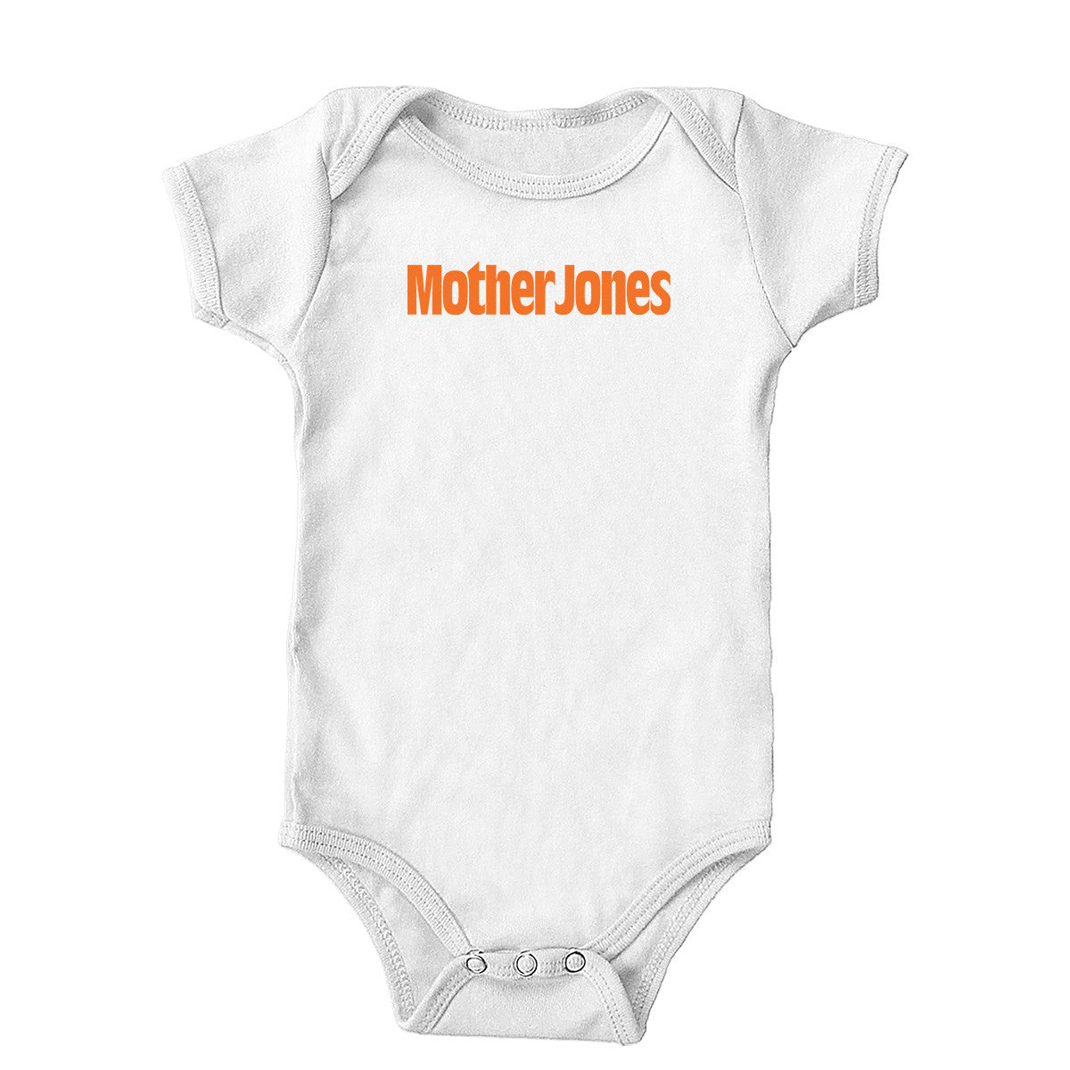 Mother Jones Logo (Orange) Onesie